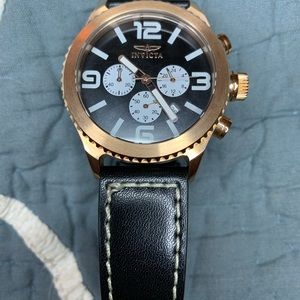 Invicta Men Watch, black/gold color